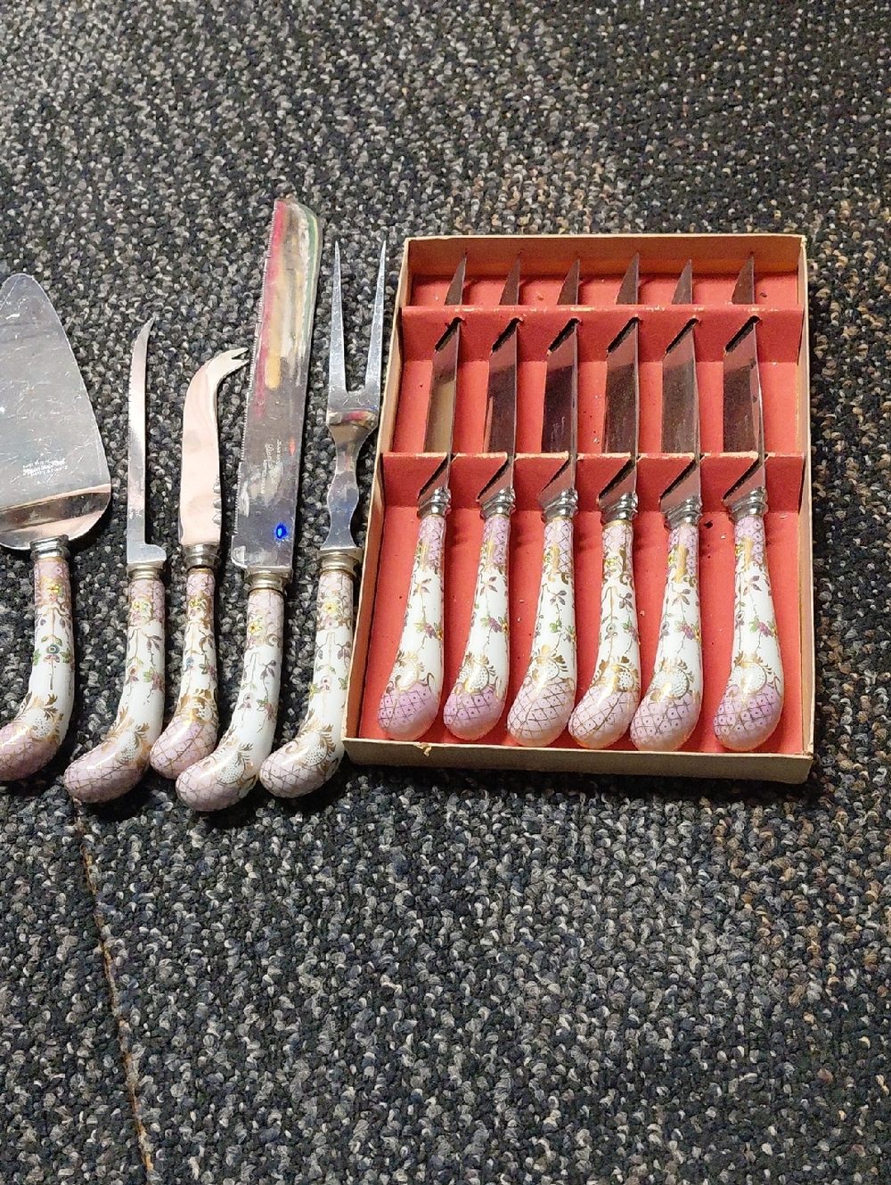 vintage William Adams Sheffield serving set stainless steel blades